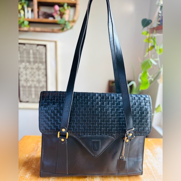 Hartmann Vintage Black Woven Leather Briefcase, Rare, Unisex - Picture 14 of 14